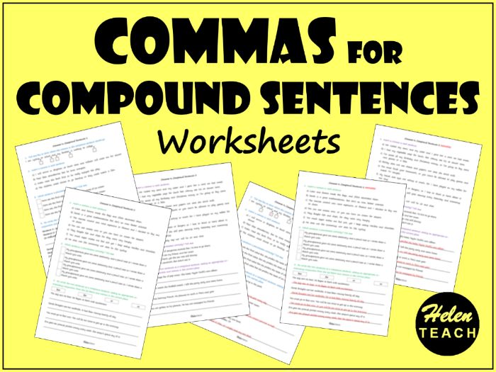 Commas For Compound Sentences Worksheets | Differentiated | With Answers