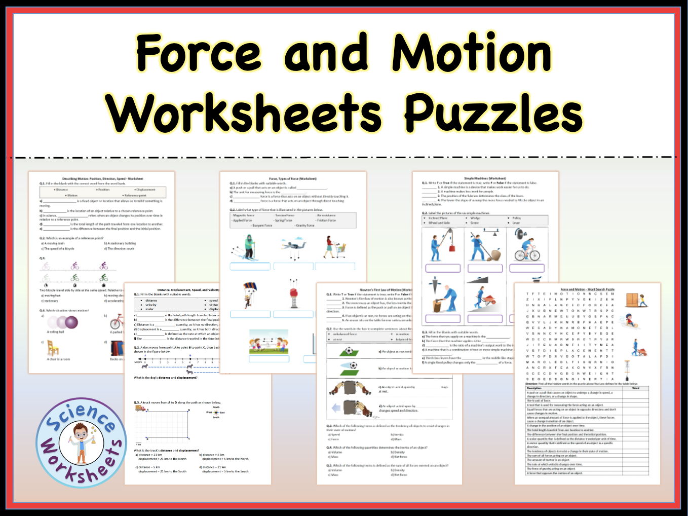Force and Motion - Worksheets Puzzles, PDF & Digital: Physical Science
