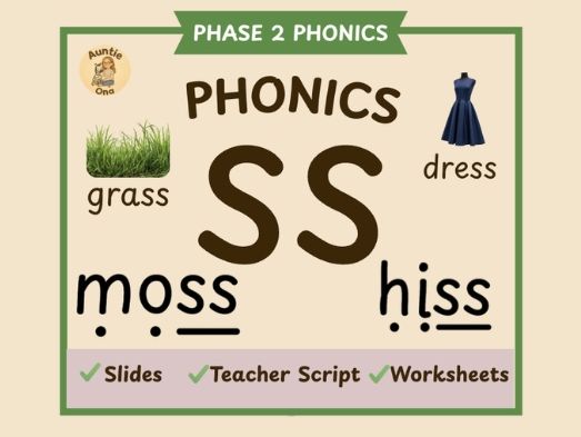 'ss'' Digraph Sound Phonics - Phase 2 Complete  Lesson (EYFS)