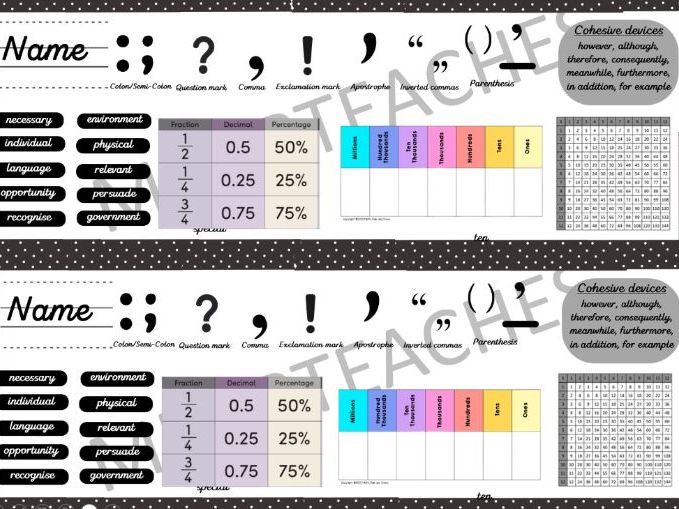 Y5/6 Desk Mats Bundle