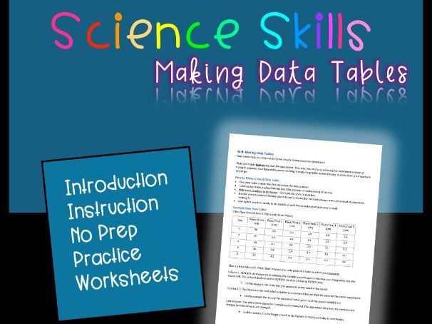 Creating Data Tables Scientific Method Skills