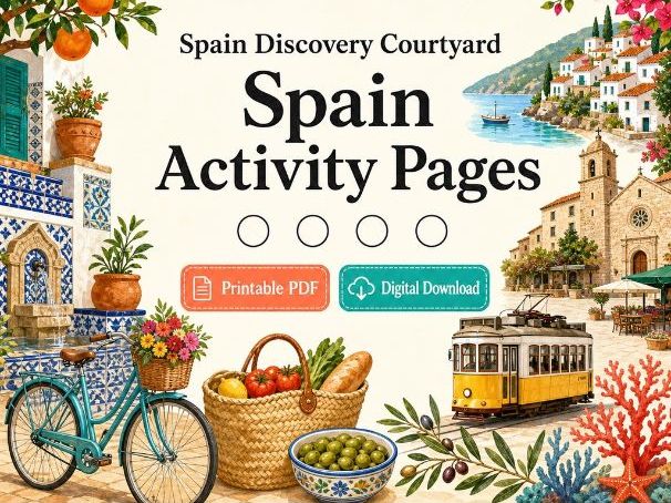 Spain Discovery Courtyard | Spain Activity Pages | Printable PDF | Digital Download