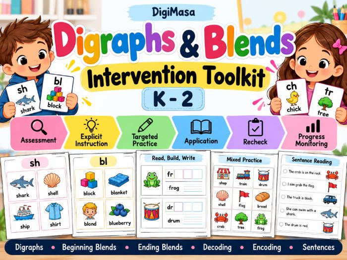 Digraphs & Blends Intervention Toolkit K–2 | Phonics Intervention & Assessment