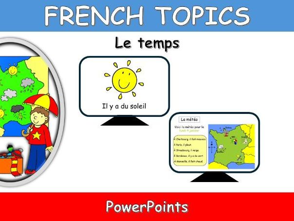 FRENCH TOPICS: LE TEMPS-WEATHER-POWERPOINTS