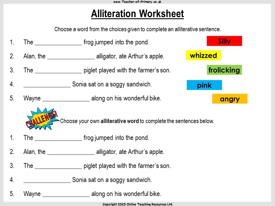 Introducing Alliteration KS1 Teaching Resources