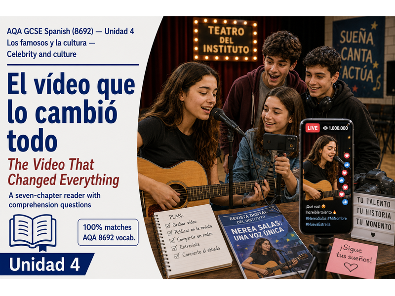 GCSE SPANISH SHORT STORY : AQA 8692 New GCSE - Celebrity and culture - AQA New SPEC