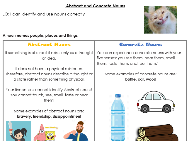 Abstract and Concrete Nouns KS2