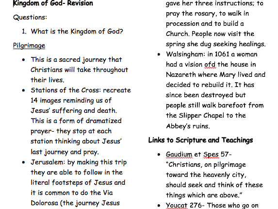 AQA Religious Studies B Church and KOG revision