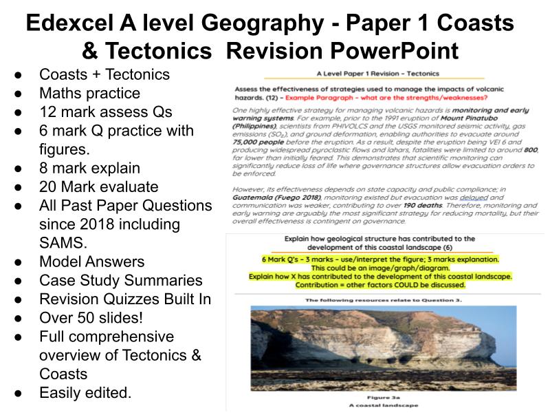 Edexcel A level Geography - Paper 1 Coasts & Tectonics Revision PowerPoint