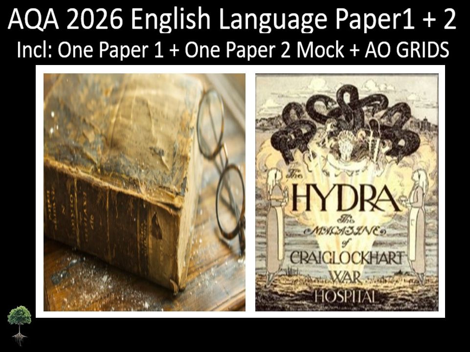 Two AQA 2026 GCSE English Language Paper 1 + 2 Mocks | AO GRIDS
