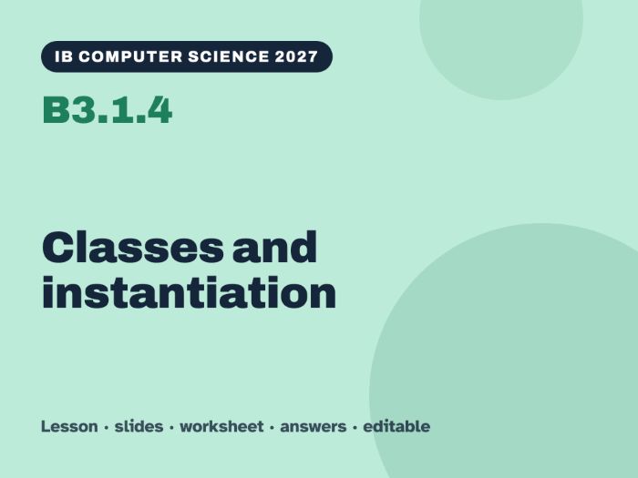 IB Computer Science 2027 – B3.1.4 Classes and instantiation – Lesson & Worksheet