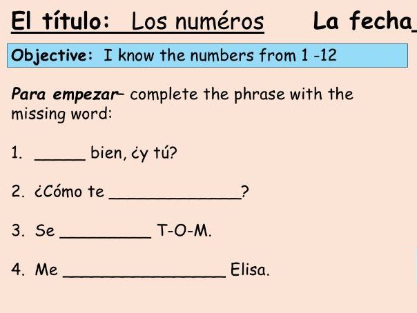 numbers and age y7 Spanish 2 lessons