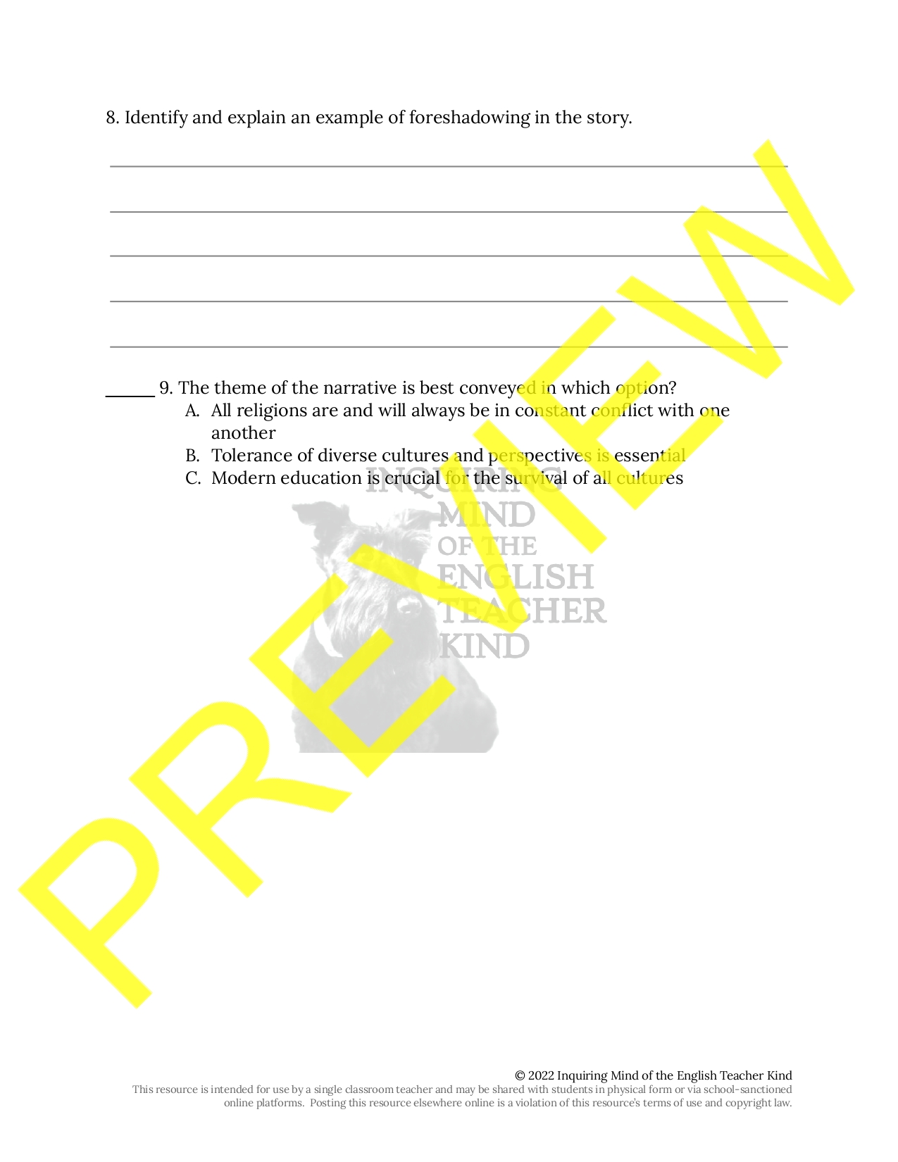 "Dead Men's Path" by Chinua Achebe Close Reading Worksheet Teaching