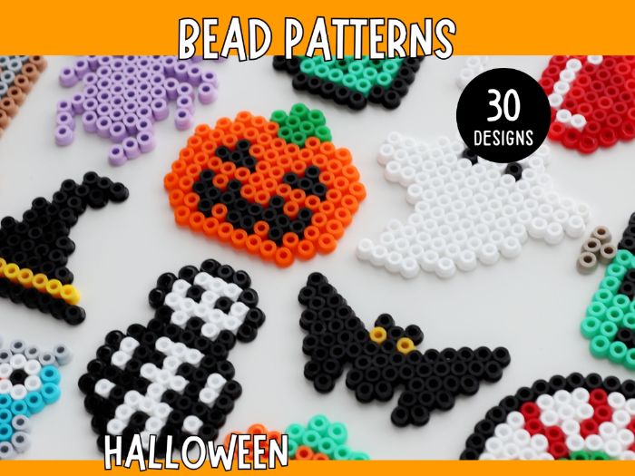 30 Halloween Pearl Bead Patterns - Printable Templates