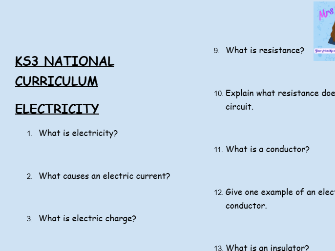 KS3 Electricity Revision Worksheets | 30 Questions & Answers | PDF Download