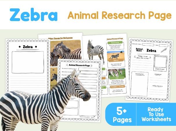 Zebra Research Worksheets | Animal Science Activity
