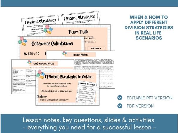 Division Strategies | Real Life Scenarios | Lesson Notes, Slides & Activities