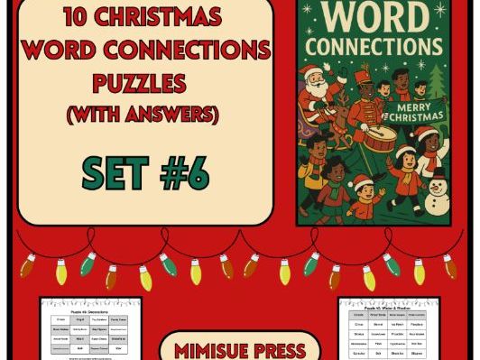 10 Christmas Word Connections Puzzles SET 6 (Holiday/Party Game)