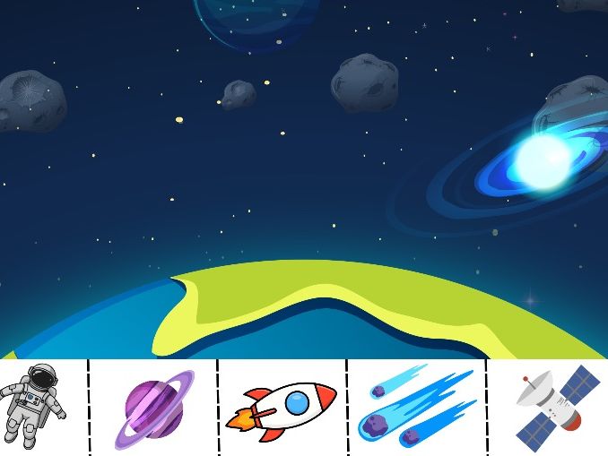 Space Cut and Stick Picture – Create a Space Scene Activity