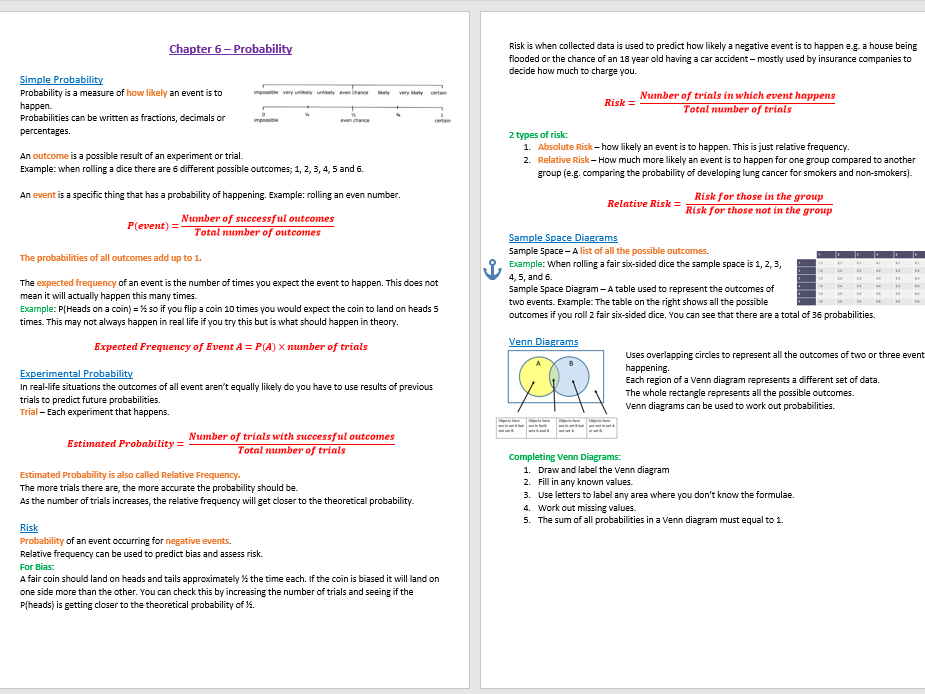 Probability Revision Notes (GCSE Statistics)