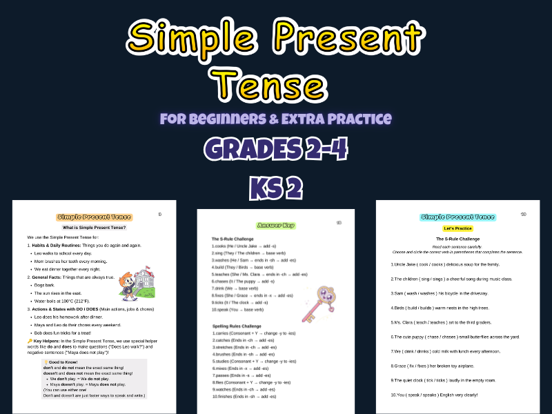 Simple Present Tense Worksheets: KS2