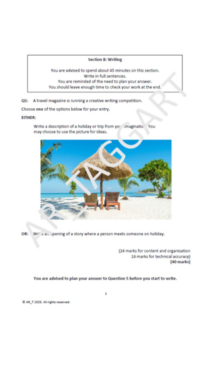 Question 5 AQA 2026 GCSE English Language Paper 1 | Plans, Sentence ...