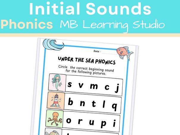 Under the Sea Initial Sound Worksheet | EYFS, KS1, Pre-K–1st Grade
