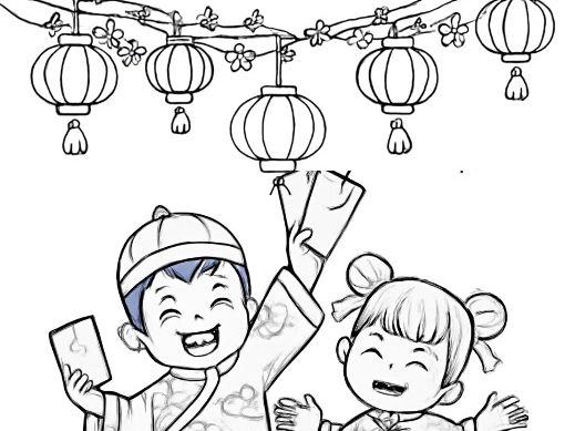 Lunar New Year colour and paint sheet