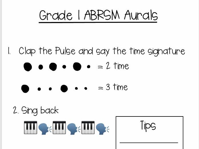 Grade 1 ABRSM Aural Worksheet