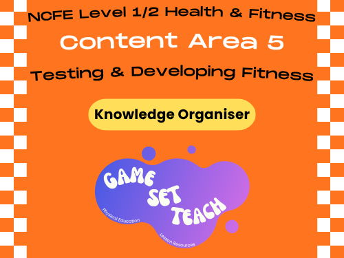 NCFE Health and Fitness Knowledge Organiser — Fitness Testing and Training Methods (Content Area 5)