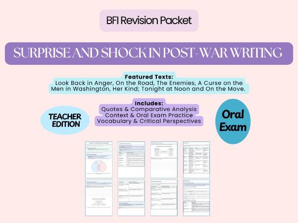 BFI Oral Exam Teacher Revision Pack – KI n°8: Surprise and Shock in Post-War Writing