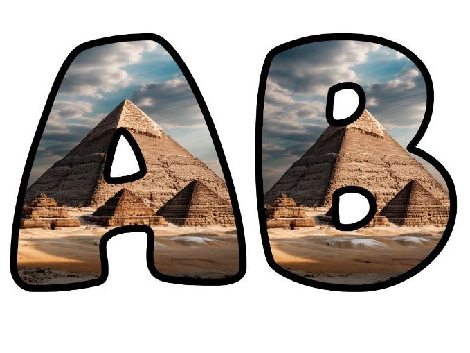 Great Pyramid Egypt History Classroom Display | Lettering Set | Upper & Lowercase, 0-9 and Signs