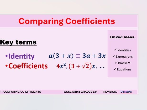 Comparing Coefficients - Revision for Grades 8/9 - PDF