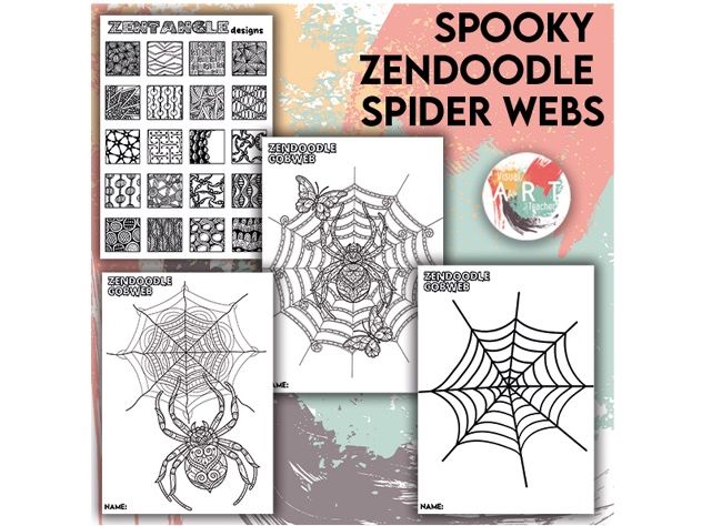 Spooky Zendoodle Spider Webs – Halloween Zentangle Art Activity