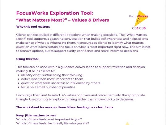 KS4 Careers Decision Tool: What Matters Most | CEIAG Guidance Worksheet