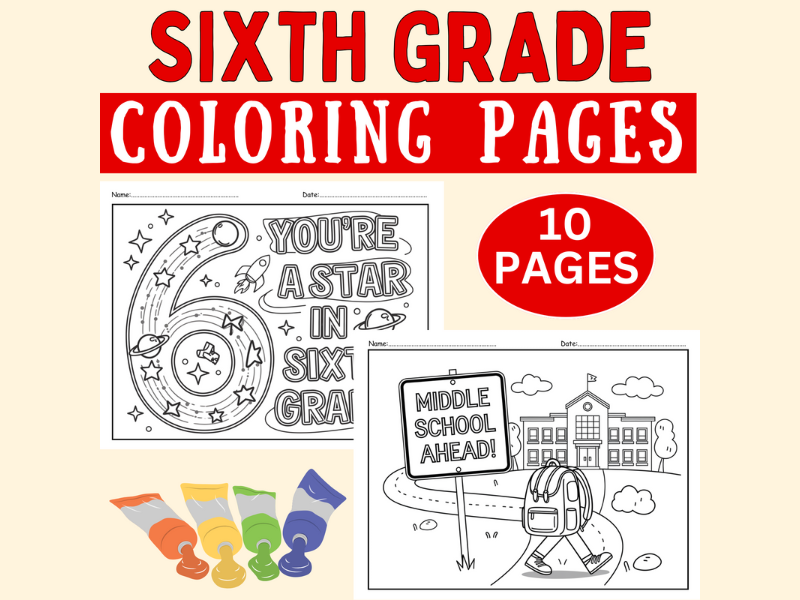 First Week of 6th Grade Coloring Pages – Back to School Sixth Grade No Prep