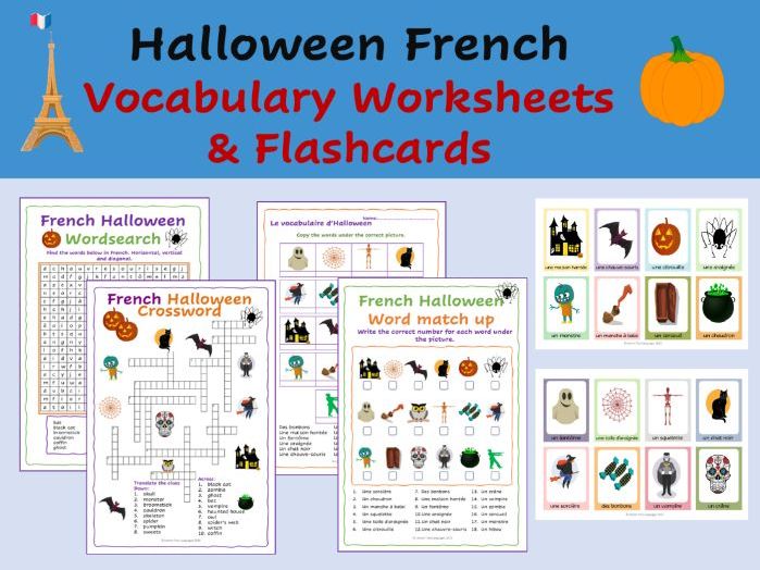 French Halloween Vocabulary Worksheets