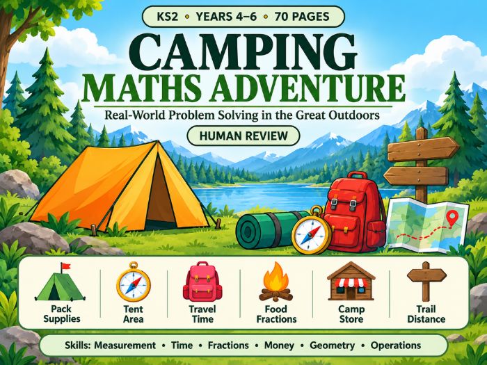 Camping Maths Adventure  KS2 Years 4–6  70 Pages