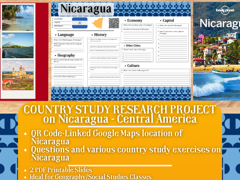 Country Study Research Project - Nicaragua - Social Studies - Central America