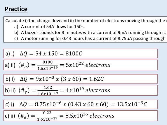 A level Physics (12.1) Current and charge (Electric current)