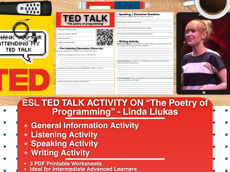 ESL TED Talk Activity Worksheets - The Poetry of Programming - Linda Liukas