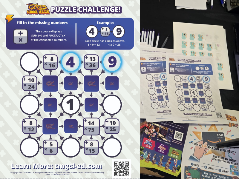cZeus Maths Grid Puzzle: Logic & Arithmetic