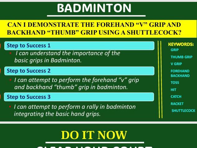 Badminton Forehand and Backhand Grips