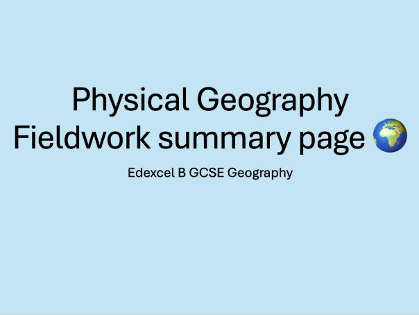 GCSE Geography fieldwork summary sheet