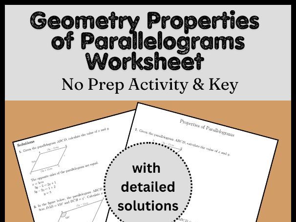 Geometry Properties of Parallelograms Worksheet | No Prep Activity & Key