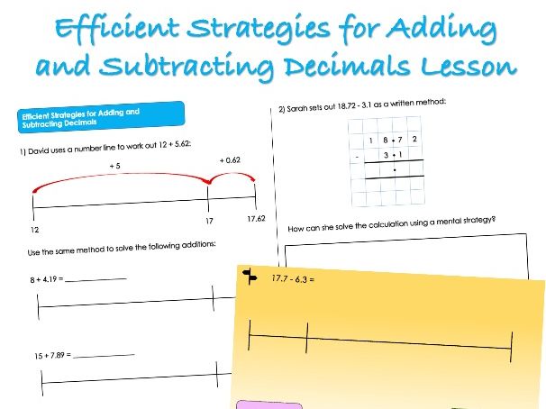 Year 5 Decimals - Efficient Strategies for Adding and Subtracting Decimals Lesson