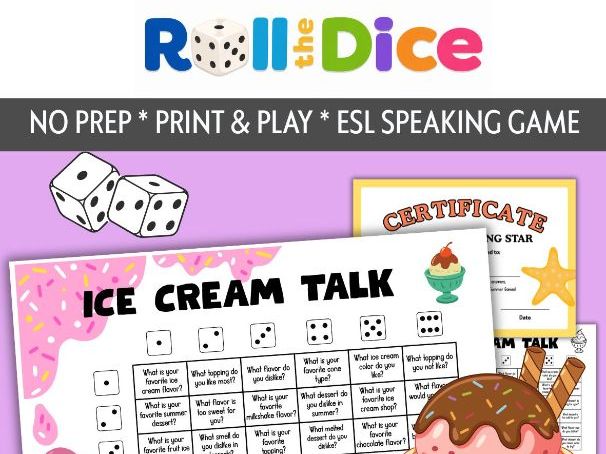 Summer Roll & Speak | Ice Cream Talk | NO PREP PRINT & PLAY