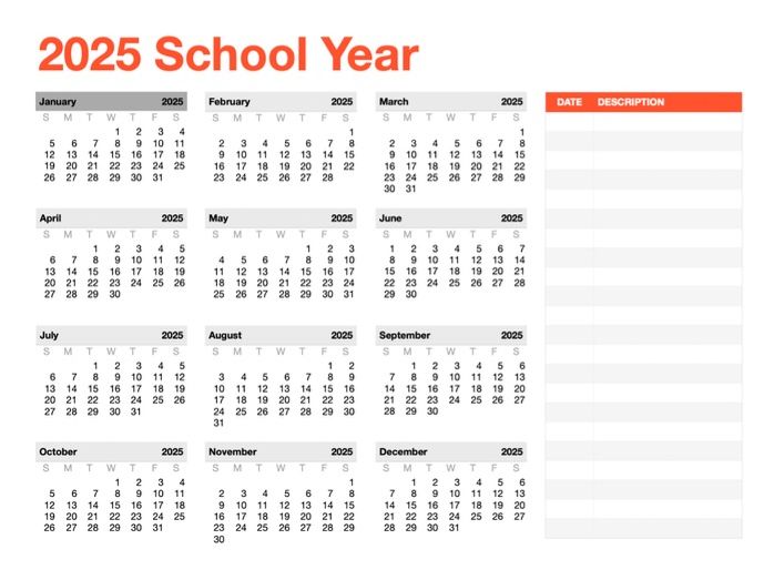 2025 Monthly Printable Calendar