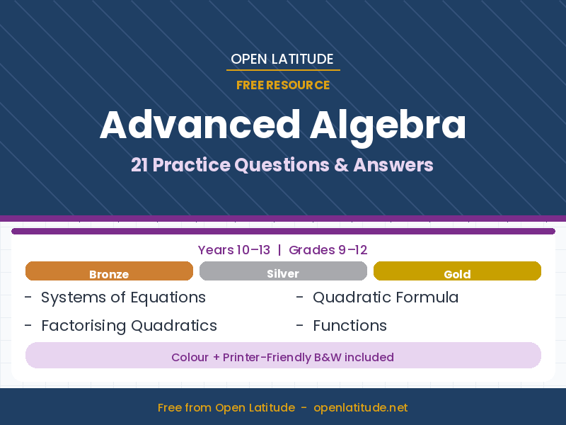 Advanced Algebra — 21 Practice Questions & Answers