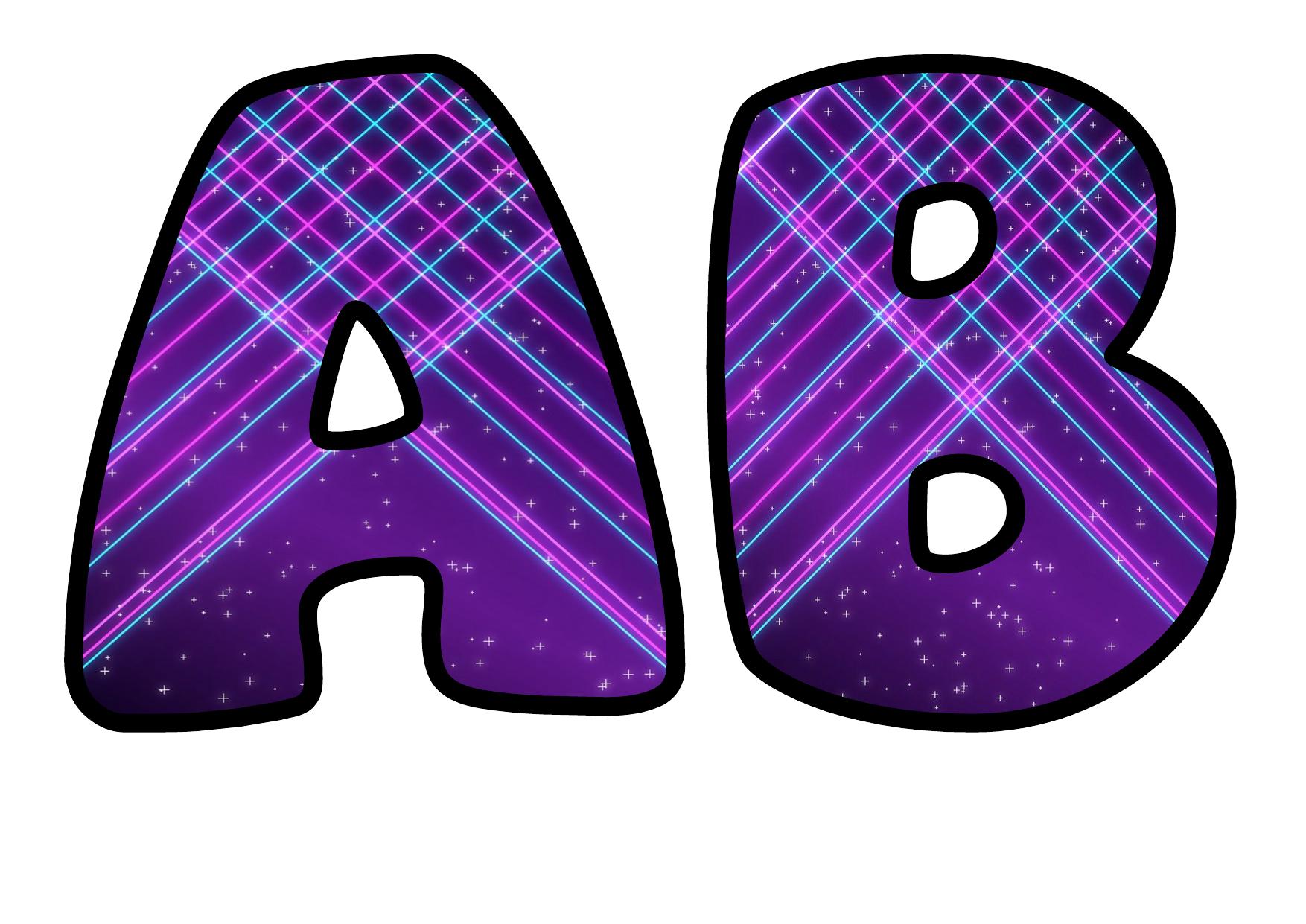 Neon Lattice Violet Bubble Letters | Display Lettering | Printable A-Z ...